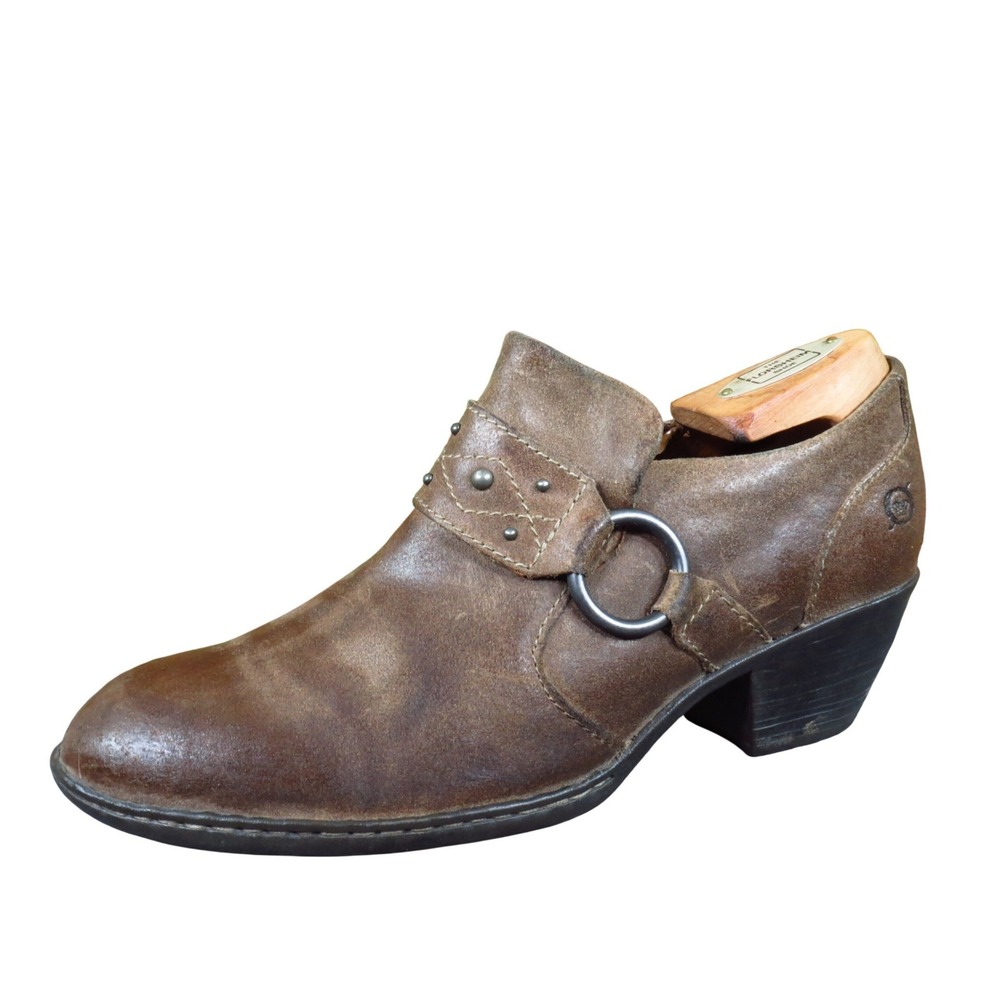 Born Lorlei Women Ankle Bootie Size 7 Everyday Wear Distressed Brown Leather